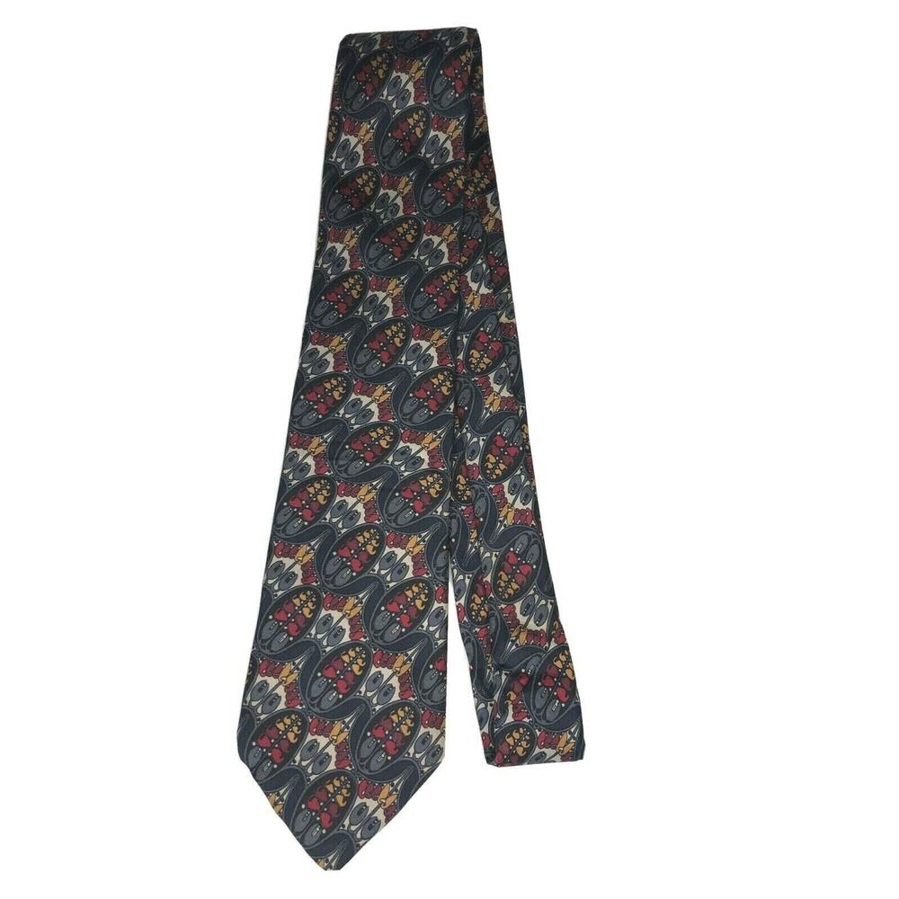 Abstract Neck Tie by Pierre Cardin Men's  Black, Gray, Red, Yellow & Cream